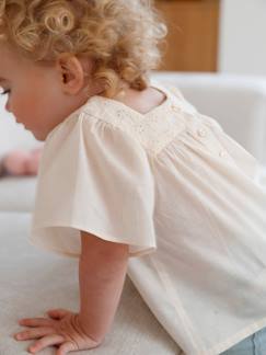 Blouse encolure carrée en broderie anglaise bébé - vertbaudet enfant Bébé-Chemise, blouse-Blouse encolure carrée en broderie anglaise bébé