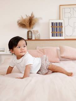 Set T-shirt met kraag en kort broekje met bloemen geboorte - vertbaudet enfant Baby-Babyset-Set T-shirt met kraag en kort broekje met bloemen geboorte