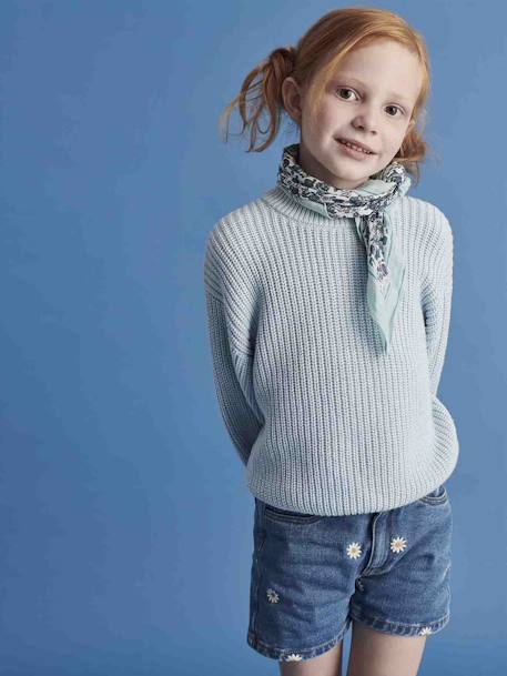 Short en jean brodé fleurs fille - vertbaudet enfant Fille-Short en jean brodé fleurs fille