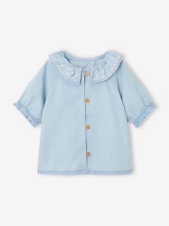 Blouse en denim light bébé col bordé - vertbaudet enfant Bébé-Chemise, blouse-Blouse en denim light bébé col bordé