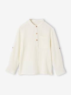 Chemise en gaze de coton personnalisable garçon manches retroussables - vertbaudet enfant Garçon-Chemise-Chemise en gaze de coton personnalisable garçon manches retroussables