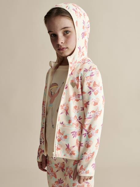 Sweat sport zippé matière technique fille motifs fleurs - vertbaudet enfant Fille-Collection sport-Sweat sport zippé matière technique fille motifs fleurs