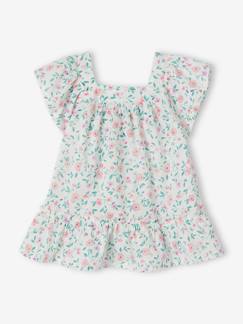 Babyjurk met bloemen en vlindermouwen - vertbaudet enfant Baby-Rok, jurk-Babyjurk met bloemen en vlindermouwen