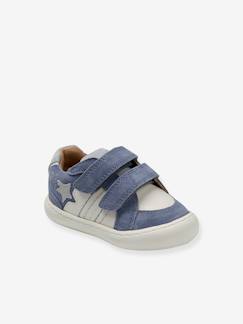 Baskets scratchées en cuir bébé - vertbaudet enfant Chaussures-Chaussures garçon 23-38-Baskets scratchées en cuir bébé
