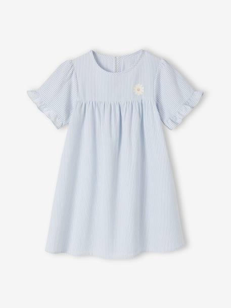 Chemise de nuit en popeline légère rayée - vertbaudet enfant Fille-Pyjama, surpyjama-Chemise de nuit en popeline légère rayée