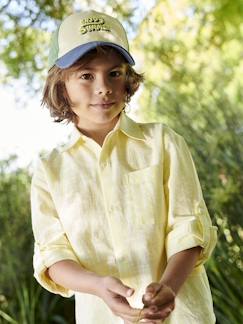 Chemise rayée effet lin garçon - vertbaudet enfant Garçon-Chemise-Chemise rayée effet lin garçon