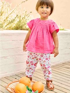 Pantalon fleuri bébé taille élastiquée - vertbaudet enfant Bébé-Pantalon, jean-Pantalon fleuri bébé taille élastiquée