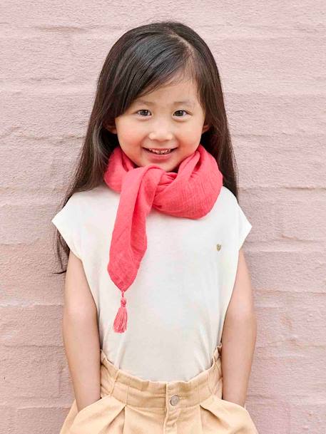 Foulard uni personnalisable à pompons fille - vertbaudet enfant Fille-Accessoires-Foulard uni personnalisable à pompons fille