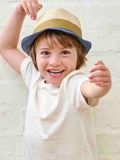 Chapeau esprit panama tricolore aspect paille garçon - vertbaudet enfant Garçon-Accessoires-Chapeau esprit panama tricolore aspect paille garçon