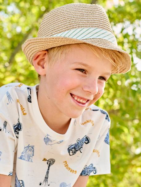 Chapeau esprit panama aspect paille garçon - vertbaudet enfant Garçon-Chapeau esprit panama aspect paille garçon