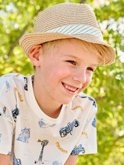 Hoed in panamastijl met stro-effect voor jongens - vertbaudet enfant Jongens-Hoed in panamastijl met stro-effect voor jongens