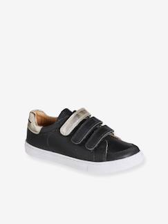 Baskets scratchées en cuir fille - vertbaudet enfant Chaussures-Chaussures fille 23-38-Baskets scratchées en cuir fille