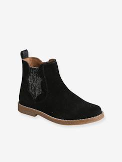 Boots cuir fille zippées et élastiquées - vertbaudet enfant Chaussures-Chaussures fille 23-38-Boots cuir fille zippées et élastiquées