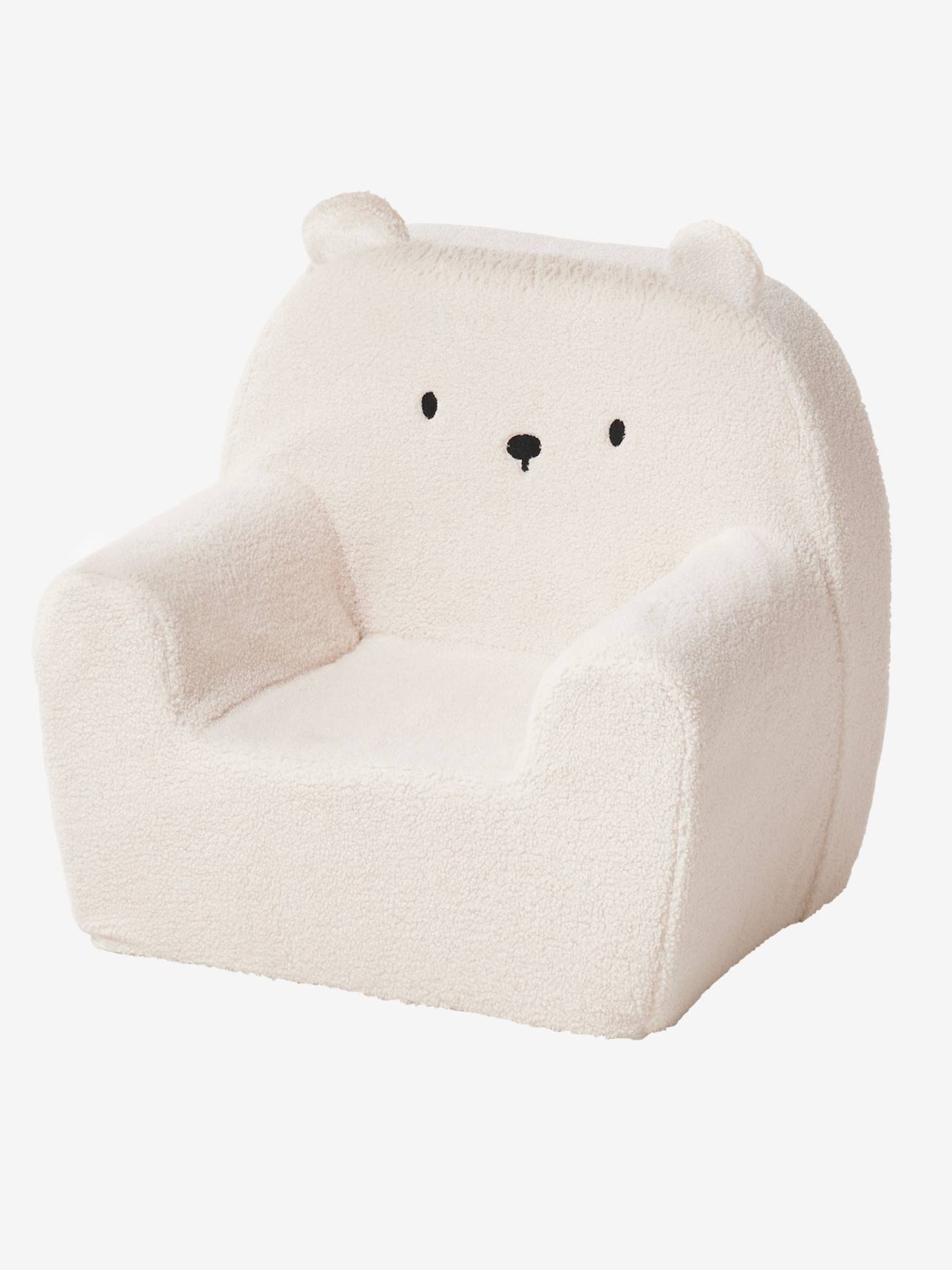 Fauteuil en mousse et sherpa Ourson - écru, Chambre et rangement