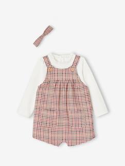 Set korte tuinbroek met ruitmotief + T-shirt en haarband meisjesbaby - vertbaudet enfant Baby-Babyset-Set korte tuinbroek met ruitmotief + T-shirt en haarband meisjesbaby