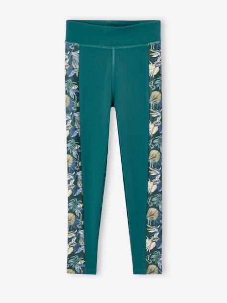 Legging sport matière technique fille bandes côtés fleurs exotiques - vertbaudet enfant Fille-Collection sport-Legging sport matière technique fille bandes côtés fleurs exotiques