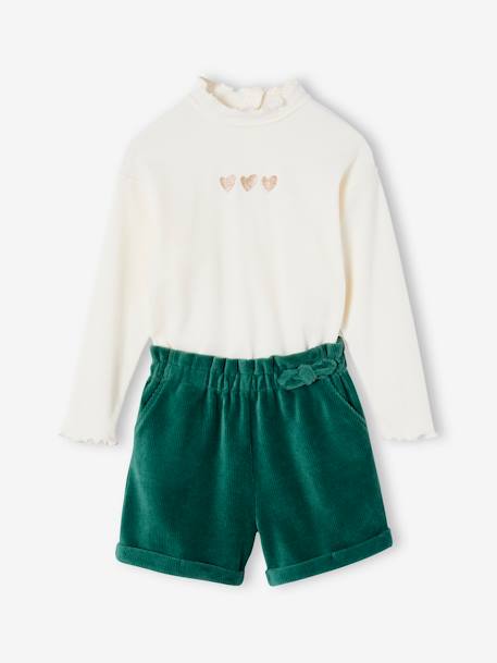 Ensemble T-shirt + short en velours fille - vertbaudet enfant Fille-Short-Ensemble T-shirt + short en velours fille