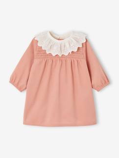 Gesmockte fluwelen jurk met afneembare geborduurde kraag voor baby's - vertbaudet enfant Baby-Rok, jurk-Gesmockte fluwelen jurk met afneembare geborduurde kraag voor baby's