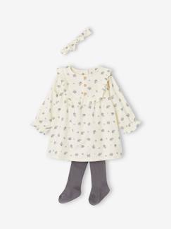 Ensemble bébé robe volantée à fleurs, bandeau assorti et collant bébé - vertbaudet enfant Bébé-Ensemble-Ensemble bébé robe volantée à fleurs, bandeau assorti et collant bébé