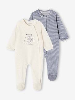 Lot de 2 dors-bien en velours bébé - vertbaudet enfant Bébé-Pyjama, surpyjama-Lot de 2 dors-bien en velours bébé
