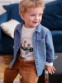 Chemise en jean pressionnée bébé personnalisable - vertbaudet enfant Bébé-Chemise, blouse-Chemise en jean pressionnée bébé personnalisable