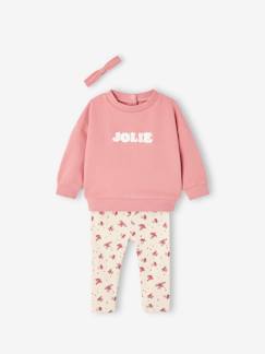Ensemble sweat + legging + bandeau personnalisable bébé fille - vertbaudet enfant Bébé-Ensemble-Ensemble sweat + legging + bandeau personnalisable bébé fille