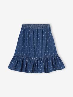 Jupe mi longue à volant en denim léger fille - vertbaudet enfant Jupe mi longue à volant en denim léger fille - vertbaudet enfant