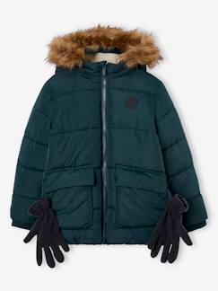 Doudoune à capuche doublée polaire avec gants ou moufles garçon - vertbaudet enfant Garçon-Manteau, veste-Doudoune à capuche doublée polaire avec gants ou moufles garçon