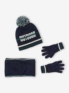Ensemble bonnet + snood + gants Garçon - vertbaudet enfant Garçon-Accessoires-Bonnet, écharpe, gants-Ensemble bonnet + snood + gants Garçon