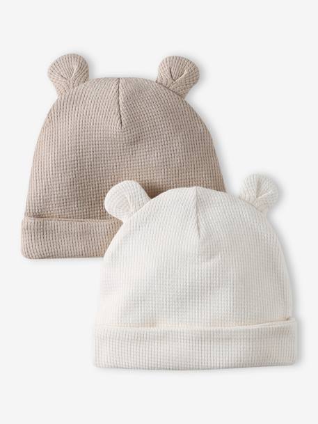 Lot de 2 bonnets naissance en coton - vertbaudet enfant Bébé-Lot de 2 bonnets naissance en coton
