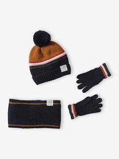 Ensemble Bonnet Snood Gants/Moufles 2/3 ans - vertbaudet enfant Garçon-Accessoires-Bonnet, écharpe, gants-Ensemble Bonnet Snood Gants/Moufles 2/3 ans