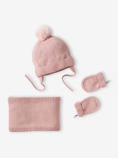 Ensemble bébé fille bonnet + snood + moufles - vertbaudet enfant Bébé-Accessoires-Ensemble bébé fille bonnet + snood + moufles