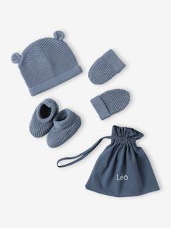 Ensemble bonnet, moufles et chaussons bébé naissance et son pochon personnalisable - vertbaudet enfant Ensemble bonnet, moufles et chaussons bébé naissance et son pochon personnalisable - vertbaudet enfant