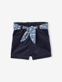 Short en velours lisse ceinture à nouer à fleurs bébé - vertbaudet enfant Bébé-Short-Short en velours lisse ceinture à nouer à fleurs bébé