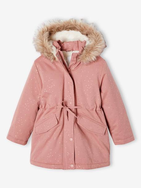 Parka à paillettes glitter fille doublée fausse fourrure - vertbaudet enfant Fille-Manteau, veste-Parka à paillettes glitter fille doublée fausse fourrure