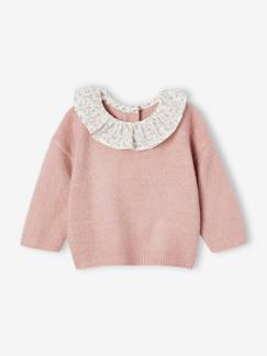 Babytrui met kraagje en bloemenprint - vertbaudet enfant Baby-Trui, vest, sweater-Trui-Babytrui met kraagje en bloemenprint