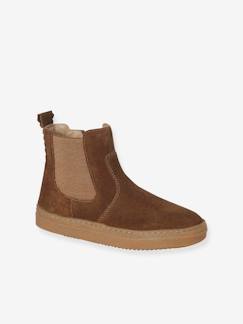 Boots cuir fille zippées et élastiquées - vertbaudet enfant Chaussures-Chaussures fille 23-38-Boots cuir fille zippées et élastiquées