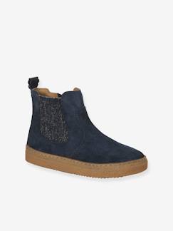 Boots cuir fille zippées et élastiquées - vertbaudet enfant Chaussures-Chaussures fille 23-38-Boots cuir fille zippées et élastiquées