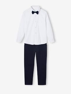 Ensemble Noël chemise + pantalon à chevrons + noeud pap' garçon - vertbaudet enfant Garçon-Ensemble-Ensemble Noël chemise + pantalon à chevrons + noeud pap' garçon