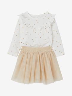 Ensemble fête T-shirt étoilé + jupon brillant bébé fille - vertbaudet enfant Bébé-Ensemble-Ensemble fête T-shirt étoilé + jupon brillant bébé fille