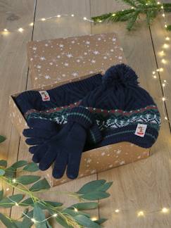 Coffret Noël Garçon bonnet + snood + gants - vertbaudet enfant Garçon-Accessoires-Bonnet, écharpe, gants-Coffret Noël Garçon bonnet + snood + gants