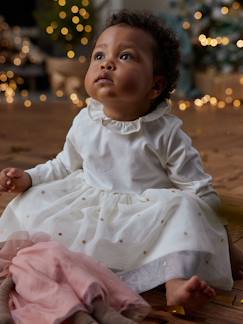 Jurk van twee soorten materiaal voor babymeisjes - vertbaudet enfant Baby-Rok, jurk-Jurk van twee soorten materiaal voor babymeisjes