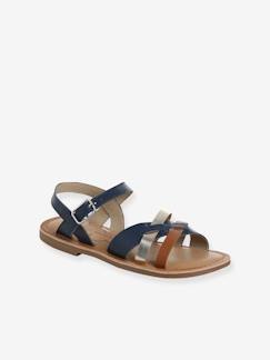 Sandalen met fantasiebandjes van leer voor kinderen, kleuterschoolcollectie VERTBAUDET - vertbaudet enfant