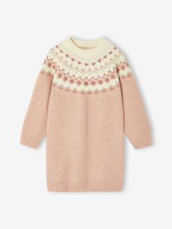 Jacquard meisjesjurk van tricotbreisel - vertbaudet enfant -Jacquard meisjesjurk van tricotbreisel