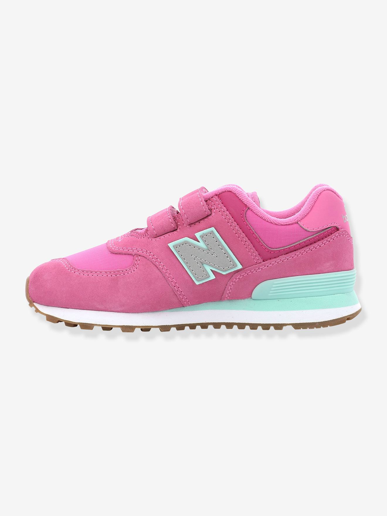 Leren sneakers klittenband meisje 574 NEW BALANCE - roze, Schoenen