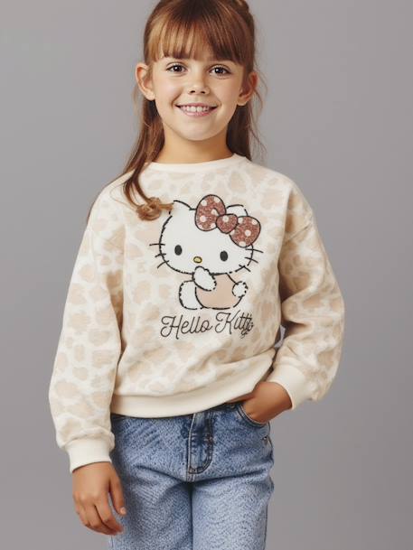 Fille-Pull, gilet, sweat-Sweat-Sweat Hello Kitty imprimé leopard fille