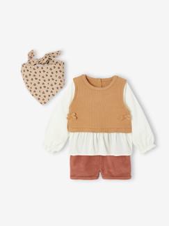 Baby-Babyset-3-delige babyset 2-in-1 babytrui + short + sjaal