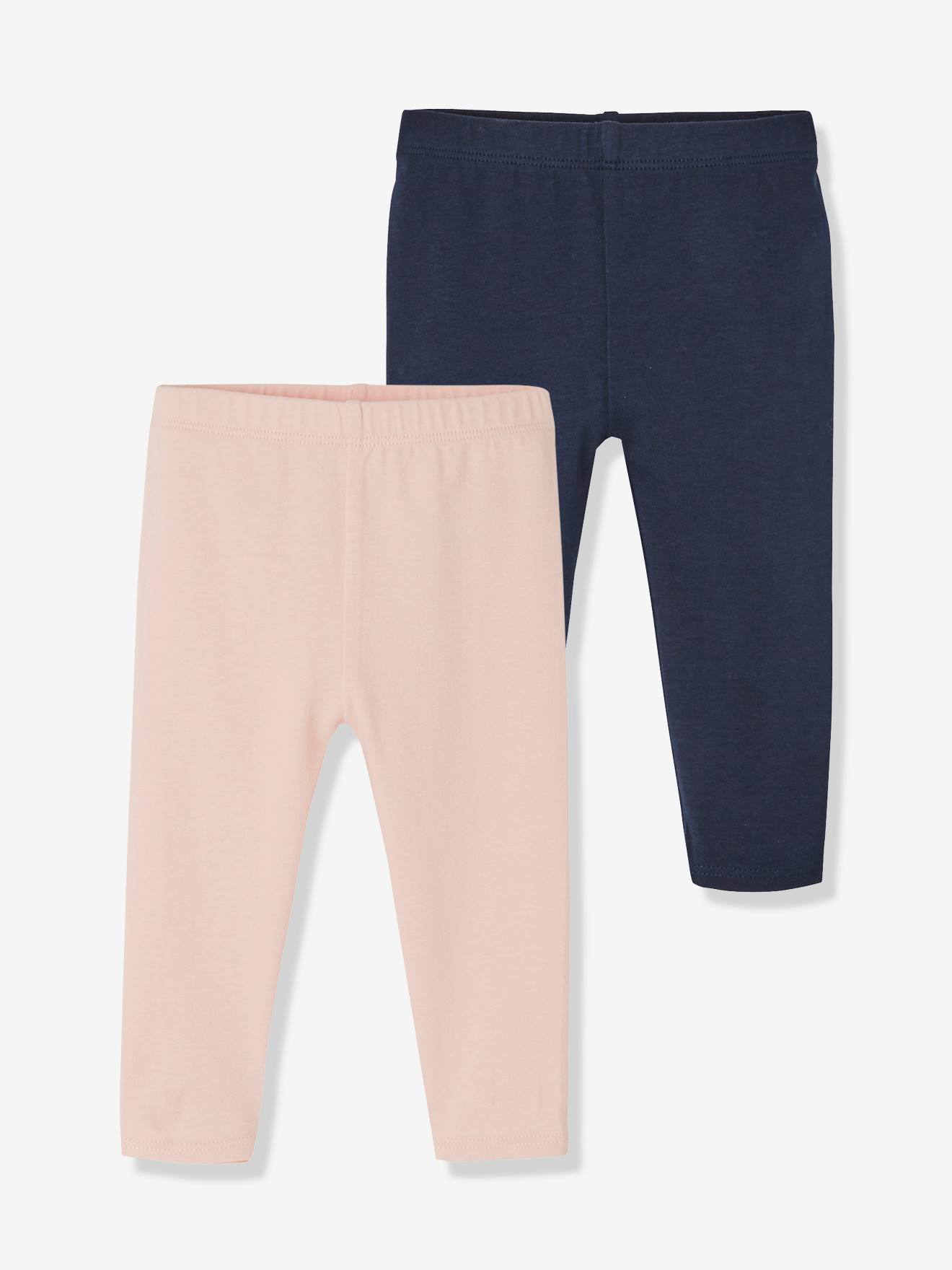 Vertbaudet Set Van 2 Lange Baby-leggings Meisje Set Marinegrijs