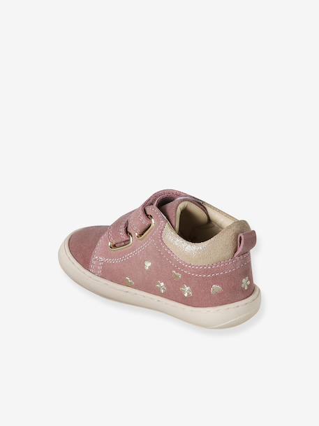 Zachte lederen baby-slofjes voor de eerste stapjes beige, bedrukt+blauw, bedrukt+brons+goud+goudgeel+groen, bedrukt+oudroze+roze (poederkleur)+roze, bedrukt+rozen+turquoiseblauw+veel roze+zachtpaars - vertbaudet enfant 
