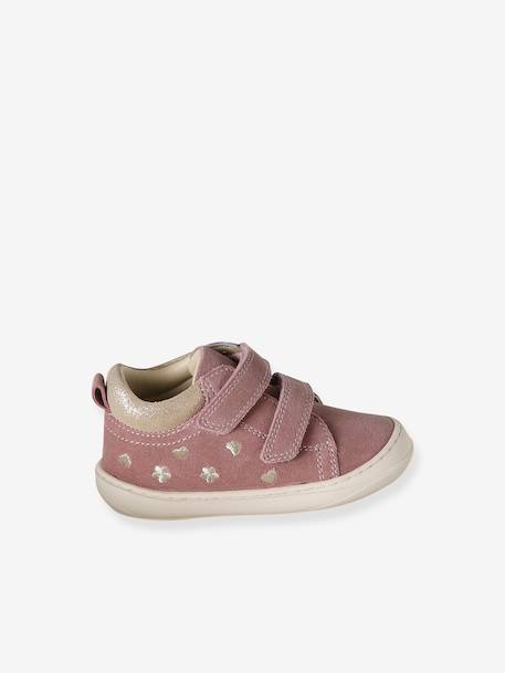 Zachte lederen baby-slofjes voor de eerste stapjes beige, bedrukt+blauw, bedrukt+brons+goud+goudgeel+groen, bedrukt+oudroze+roze (poederkleur)+roze, bedrukt+rozen+turquoiseblauw+veel roze+zachtpaars - vertbaudet enfant 